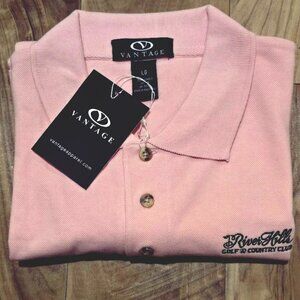 NOS River Hills Golf & Country Club  South Carolina Pink Polo Shirt L/Large Mens